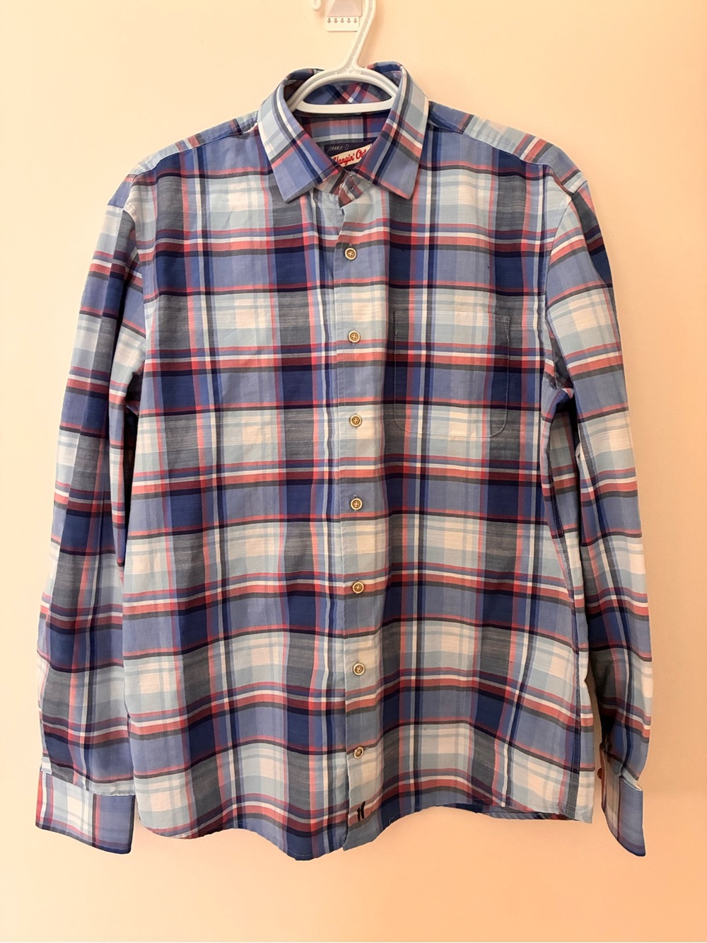 johnnie-O Blue and Red Plaid Button-Down Shirt